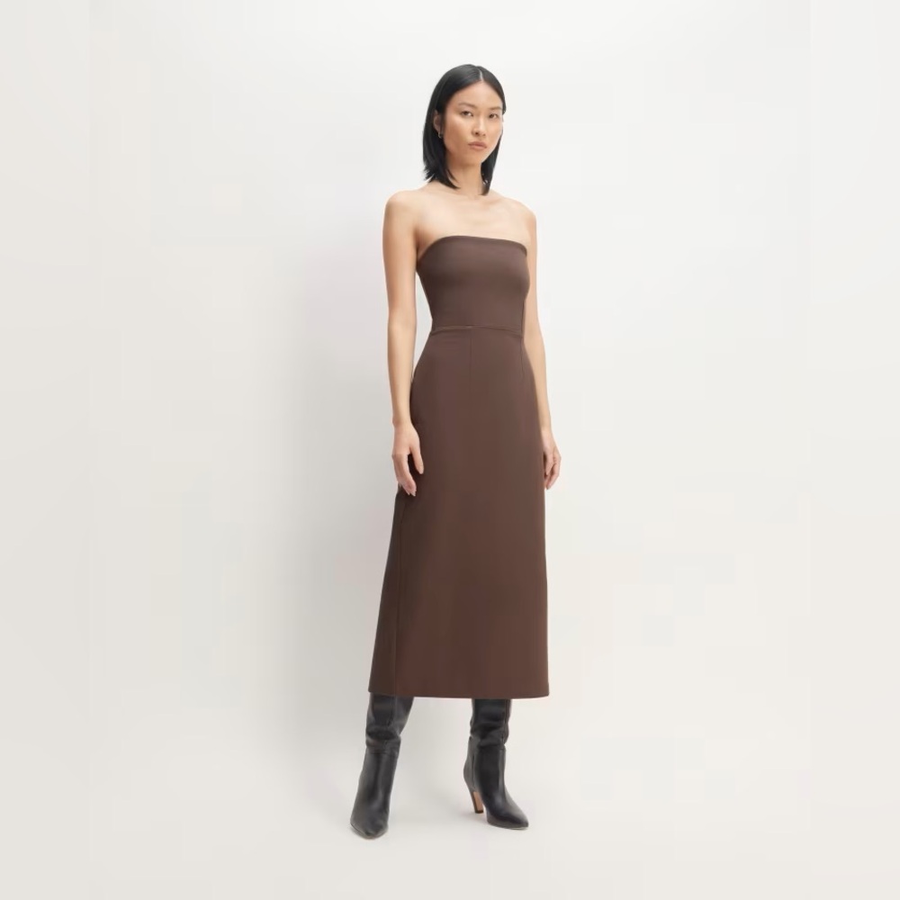 🤎EVERLANE THE DREAM STRAPLESS DRESS IN BROWN S